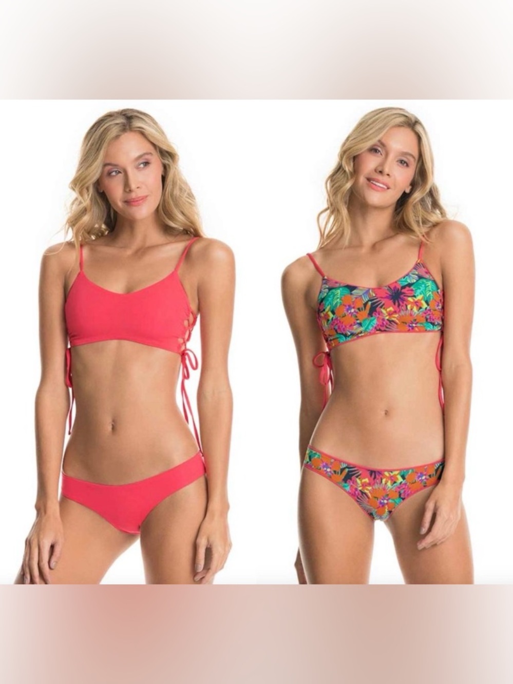 MAAJI Women’s Reversible Coral Bikini Top with Side Tie